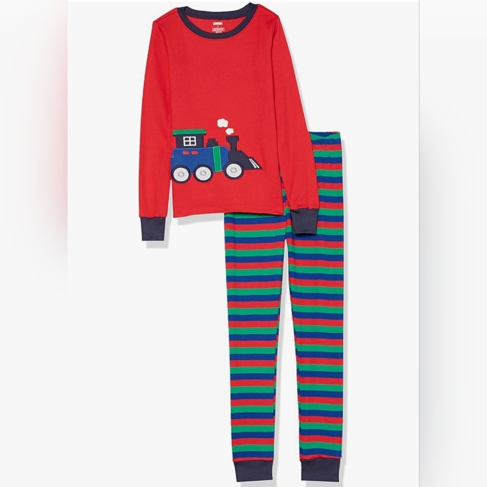 Gymboree Gymmies Locomotive Red Train Stripe Pajamas 2pc Set Size 18-24mo NEW